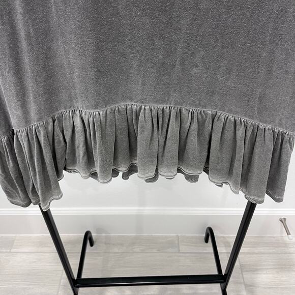 Dantelle Oil Dye Gray Ruffle Hem Drop Waist Top ~ Women’s MD - Picture 2 of 5